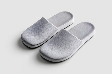 Two slippers with a white and gray pattern