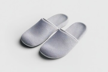 A pair of slippers with a white and gray design