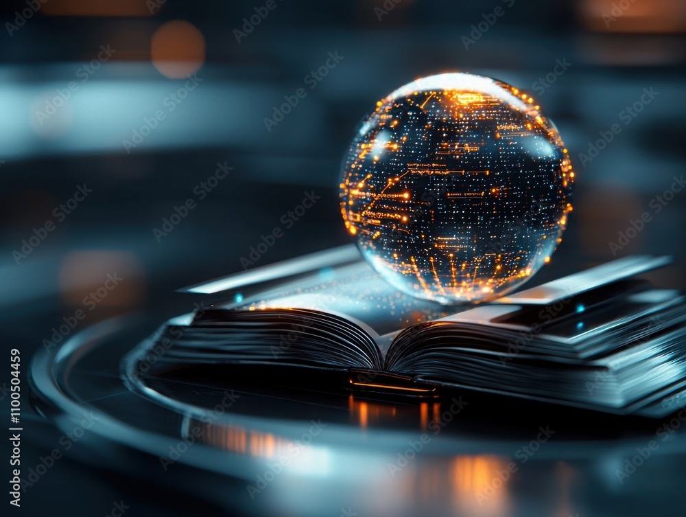 Poster innovative virtual learning sphere digital workspace abstract visualization tech environment futuris