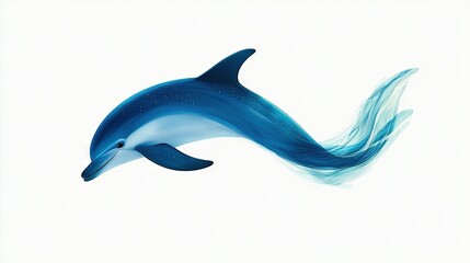 Obraz premium Picture of a flying dolphin with its open mouth and blowing tail