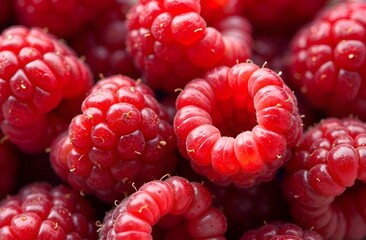 Fresh raspberries. Top view. Close up. 