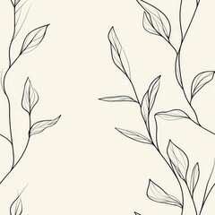 Fototapeta premium Elegant Floral Line Art Pattern