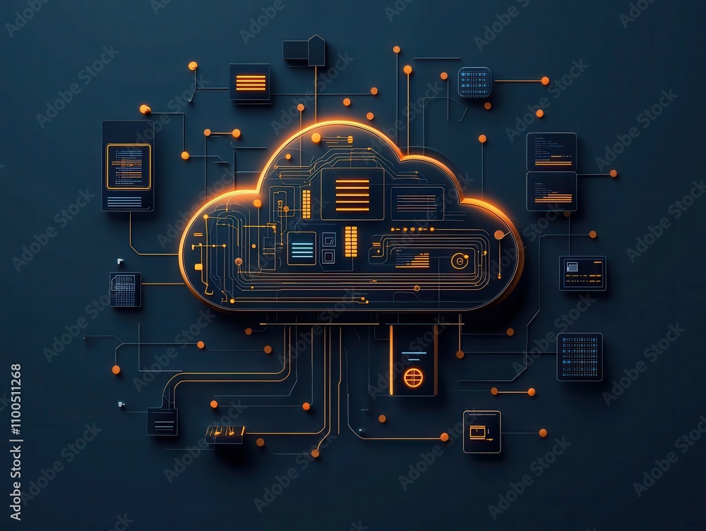 Aufkleber innovative cloud-based learning system integration digital environment conceptual illustration moder