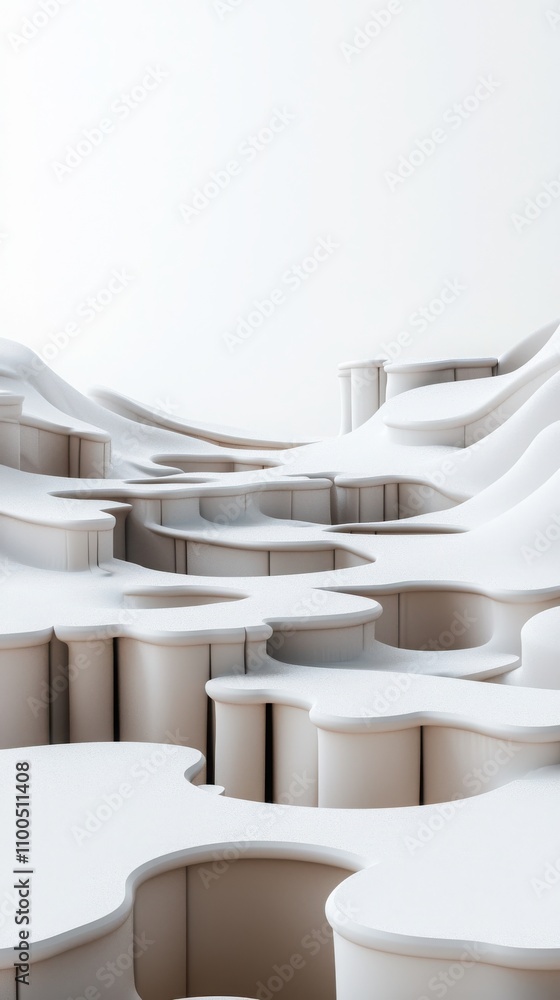 Poster abstract representation of ai-driven personalized learning digital landscape 3d model art minimalist