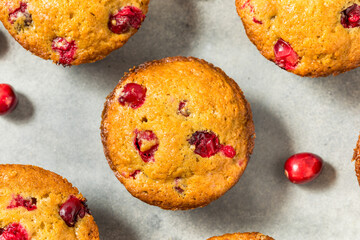Sweet Homemade Cranberry Muffins in a Pan