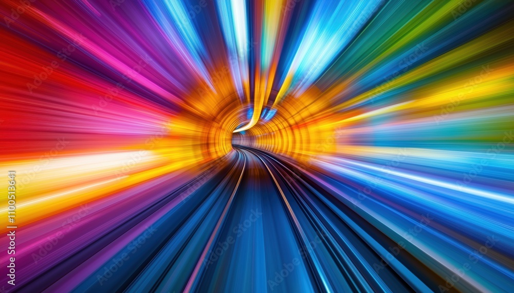 Aufkleber blurred chromatic effect in a traffic tunnel captures the dynamic speed of passing cars with motion 