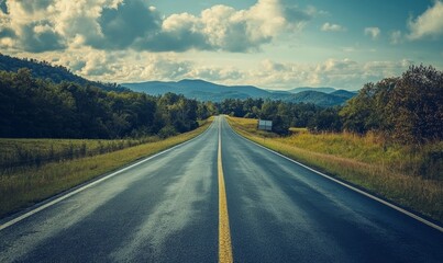 Blank Billboard on a Country Road