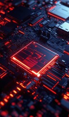 Obraz premium Glow-in-the-dark GPU on advanced motherboard