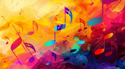 Vibrant Music Notes in Abstract Colors
