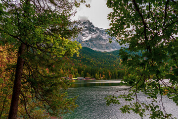 View of the Elbsee, a small Bavarian moor lake in Germany.