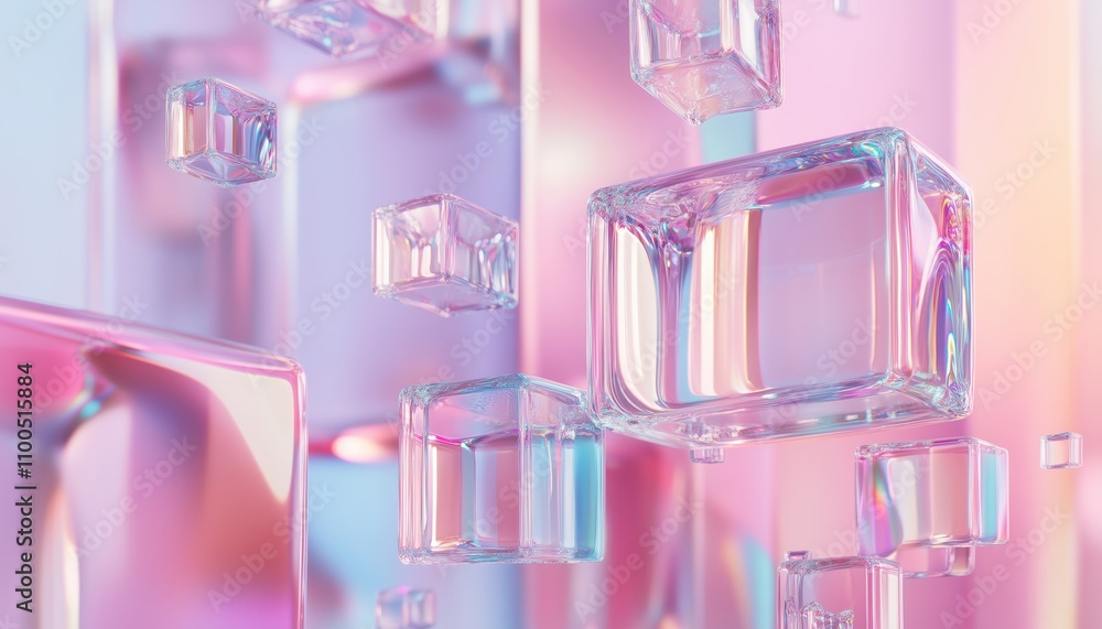 Aufkleber sculptural glass designs with dispersion effects showcased in 3d rendering. this digital representat