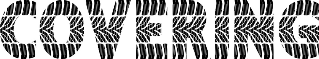 stylized word "covering" in shape tire tracks