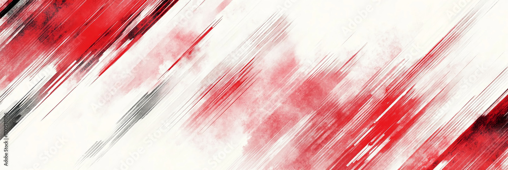 Poster abstract composition featuring dynamic red and black brush strokes creating a vibrant and energetic 