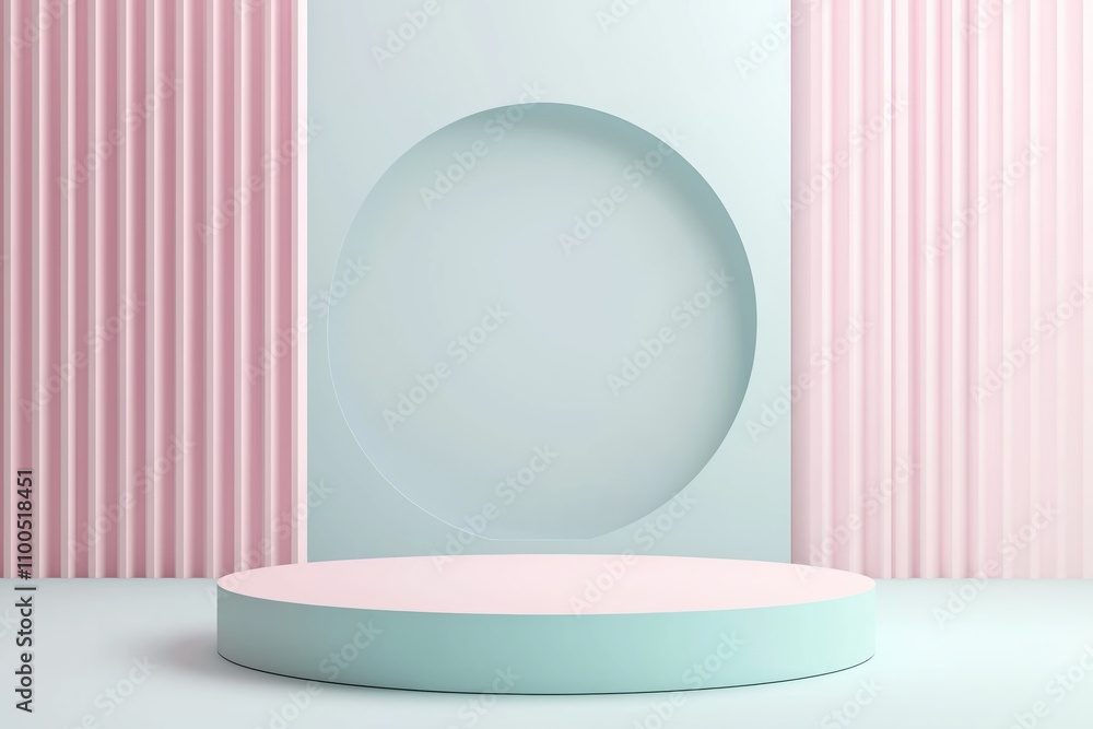Poster pastel colored display podium for product presentation. minimalist scene backdrop with soft pastel c