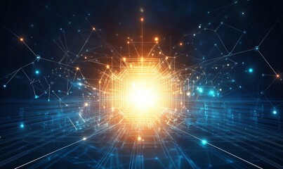 Fototapeta premium Abstract technology background connecting data points forming a cyber security network