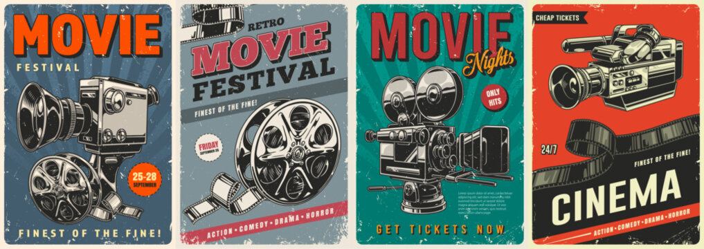 Classic cinema retro film posters - Powered by Adobe