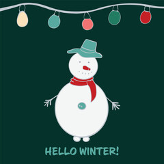 Christmas card with cute vector illustrations Square greeting card  2000x2000px Winter season greetings and happy New Year. Printable cards