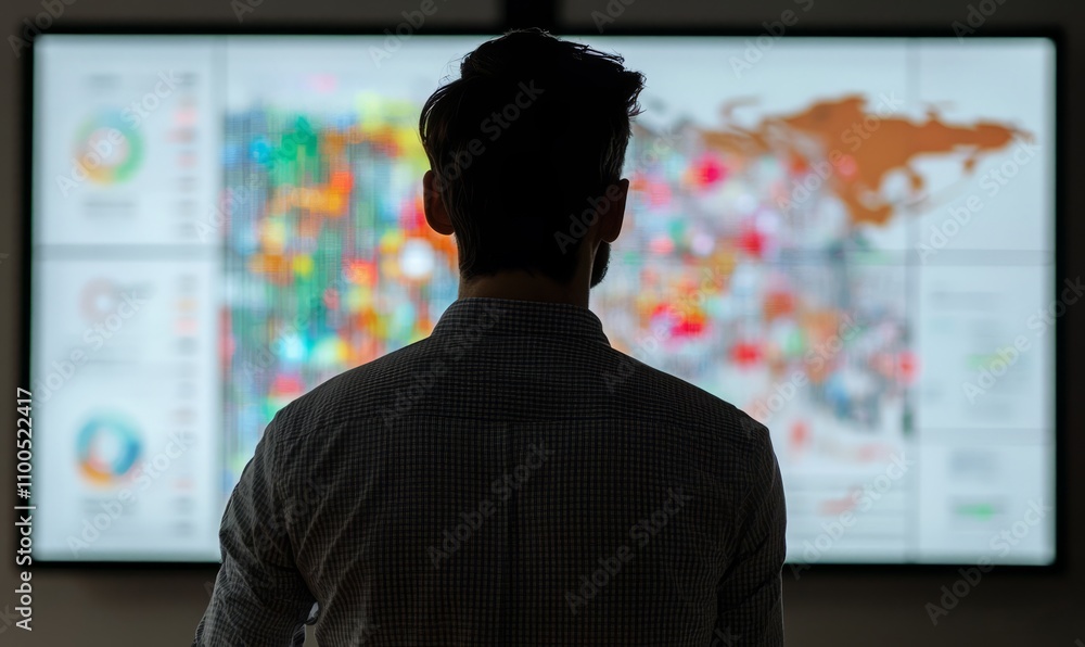 Poster Man Viewing Data Visualization Art