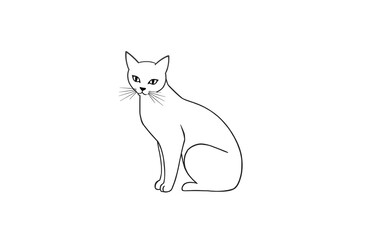 Sitting Cat Line Art