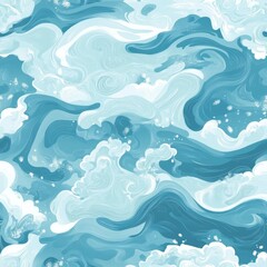 Serene Ocean Waves Seamless Pattern