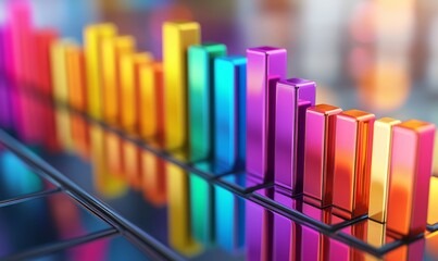 Obraz premium Colorful bar graph depicting profitability comparisons on a reflective surface