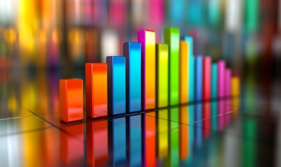 Obraz premium Colorful bar graph depicting profitability comparisons on a reflective surface