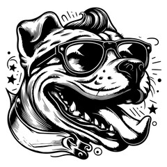 Illustration of a laughing dog on a white background. Raster generative ai.