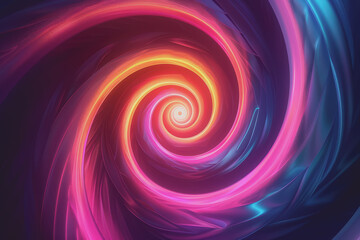 Obraz premium Abstract neon spiral with vibrant colors and glowing effects.
