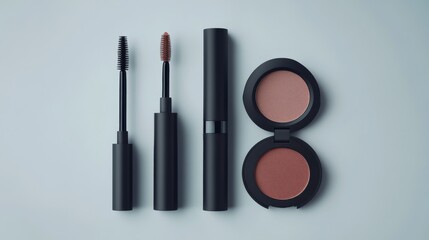Elegant makeup tools arranged neatly on a light background for beauty enthusiasts