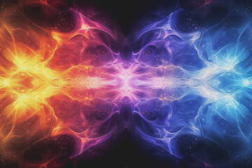 Obraz premium Beautiful cyberspace blue symmetrical rainbow abstract background, golden ratio elements.