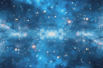 Obraz premium Beautiful cyberspace blue symmetrical rainbow abstract background, golden ratio elements.