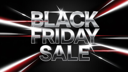 Elegant Black Friday Sale Banner with Metallic Text and Light Streaks, Generative AI