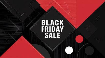 Minimalistic Geometric Black Friday Sale Banner with Abstract Design, Generative AI