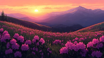 Obraz premium A beautiful sunrise over the Carpathian Mountains hills