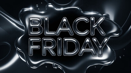 Futuristic and Luxurious Black Friday Sale Design with Liquid Chrome Effect, Generative AI