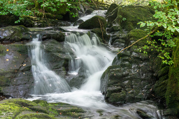 Long exposure of a waterfall at Watersmeet in Exmoor National Park