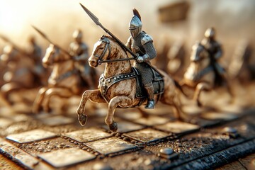 A man on a horse is riding in front of a group of soldiers
