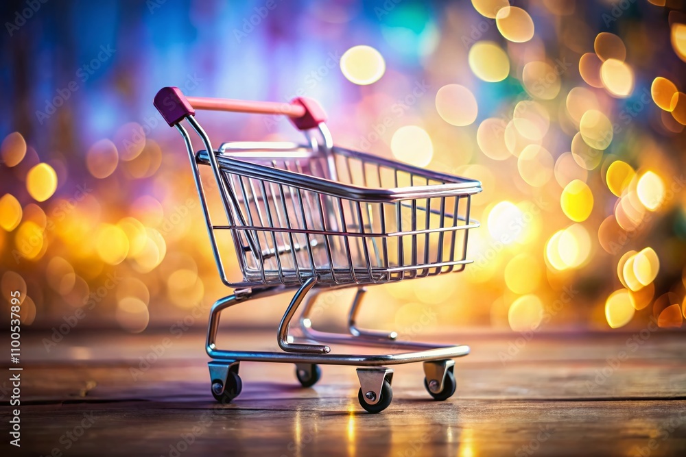 Poster 3d render illustration of a shopping cart on a minimalist background with ample copy space for e-com