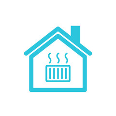 Home Radiator Central Heating Icon. Isolated on white background. Blue icon set.