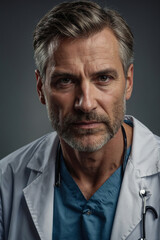 Obraz premium Doctor. Portrait of a hardworking professional in their work environment. Focus on dedication and skill. Ideal for corporate websites, marketing materials, and business publications.