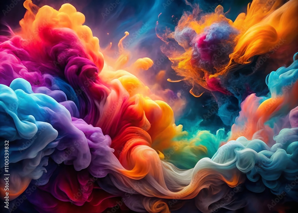 Aufkleber abstract 3d background with swirling colorful smoke textures and dynamic gradient effects for creati