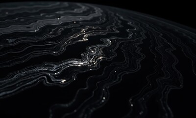 A stunning depiction of a glowing horizon with surreal black textures and orbital elegance, evoking cosmic wonder.