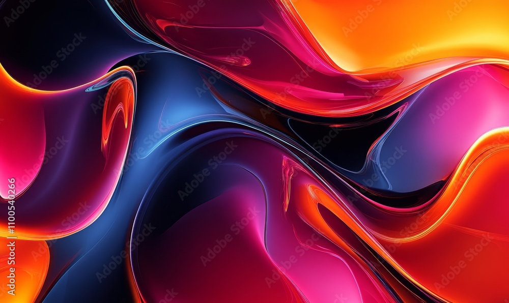 Poster vibrant abstract fluid shapes background in 3d design