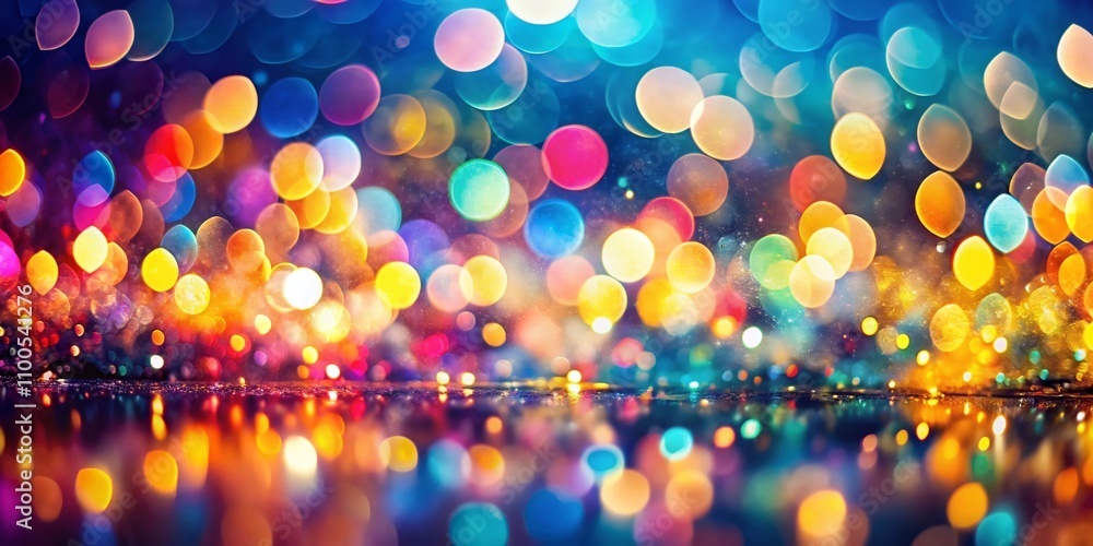 Poster abstract bokeh lights in vibrant colors creating a dreamy atmosphere for artistic backgrounds and mo