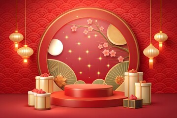 lunar year podium background display for product
