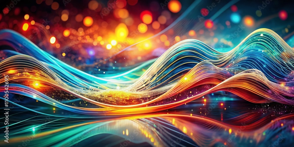 Poster Abstract Double Exposure Photography of Flowing Dash Dot Line Patterns Creating a Dynamic Wave Background for Modern Design and Visual Art Concepts