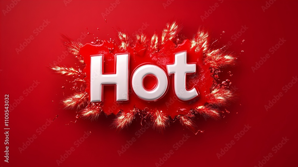 Poster bold red text reading 'hot' against a vibrant red background with explosive effects.