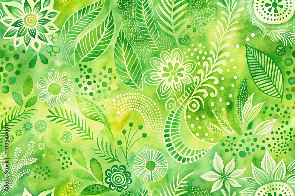 Poster abstract green watercolor grass background for graphic design and banners, featuring hand-drawn patt