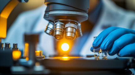 Scientist conducting a lab test. Scientist in a laboratory working on a research
