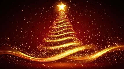 Glowing Christmas Tree with Sparkling Lights and Twinkling Stars
